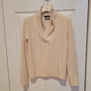 Ralph Lauren Cream Cashmere Cowl Neck Sweater